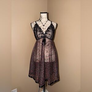 Babydoll Lingerie Black and Red Sheer